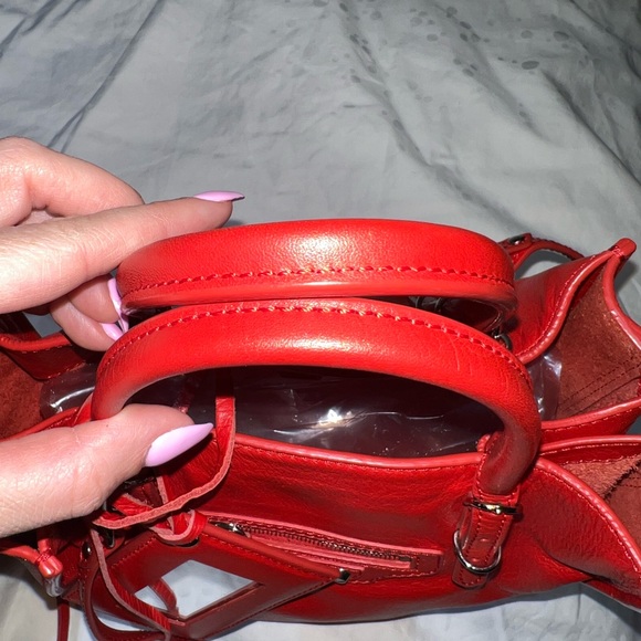 Auth BALENCIAGA Papier Mini Red Leather Tote Bag - Picture 10 of 14
